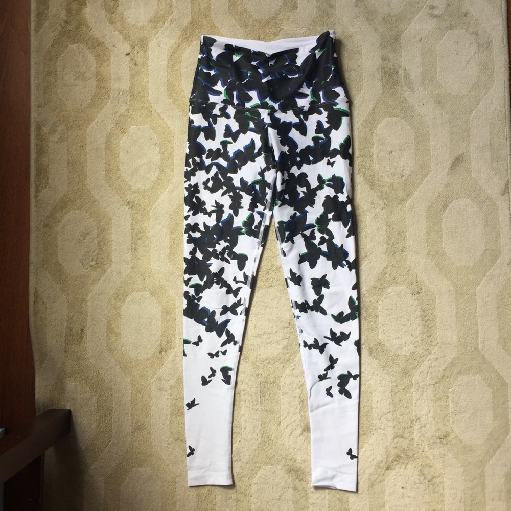 Black and white butterfly leggings w accent colors